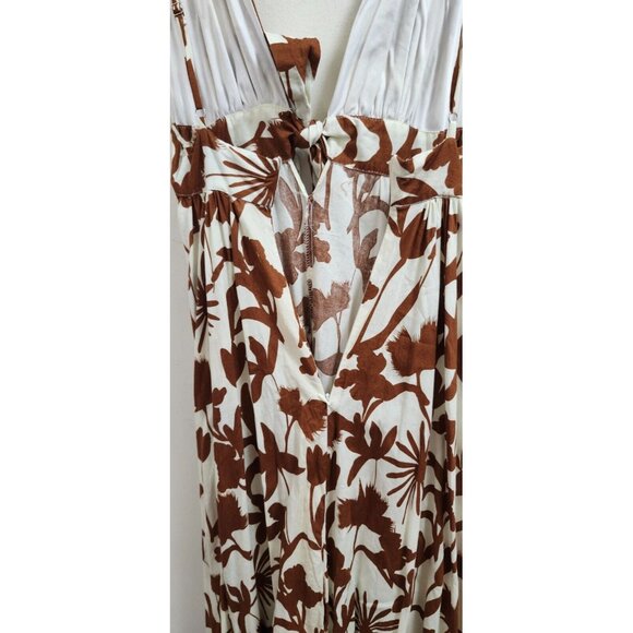 Aakaa Floral Maxi Dress Women Sz S Reddish Brown & White Summer - Picture 11 of 14